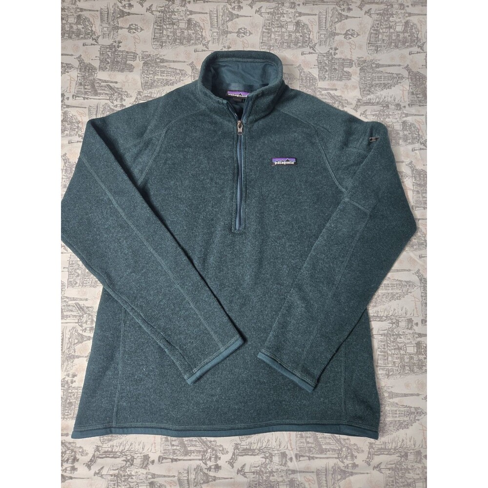 Patagonia Better Sweater 1/4 Zip Teal Fleece Jacket Outdoor Hiking Womens M